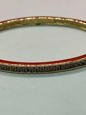 Vintage Avon 1886-1986 Goldtone Rhinestone Hinged Cuff Bracelet